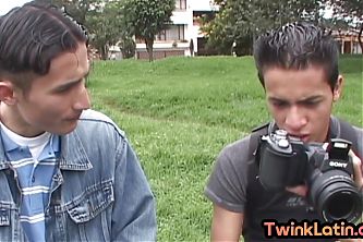 Real skinny twink Latino assfucked on set by BFs cock