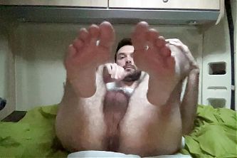 Masturbating in my van showing sexy feet and asshole